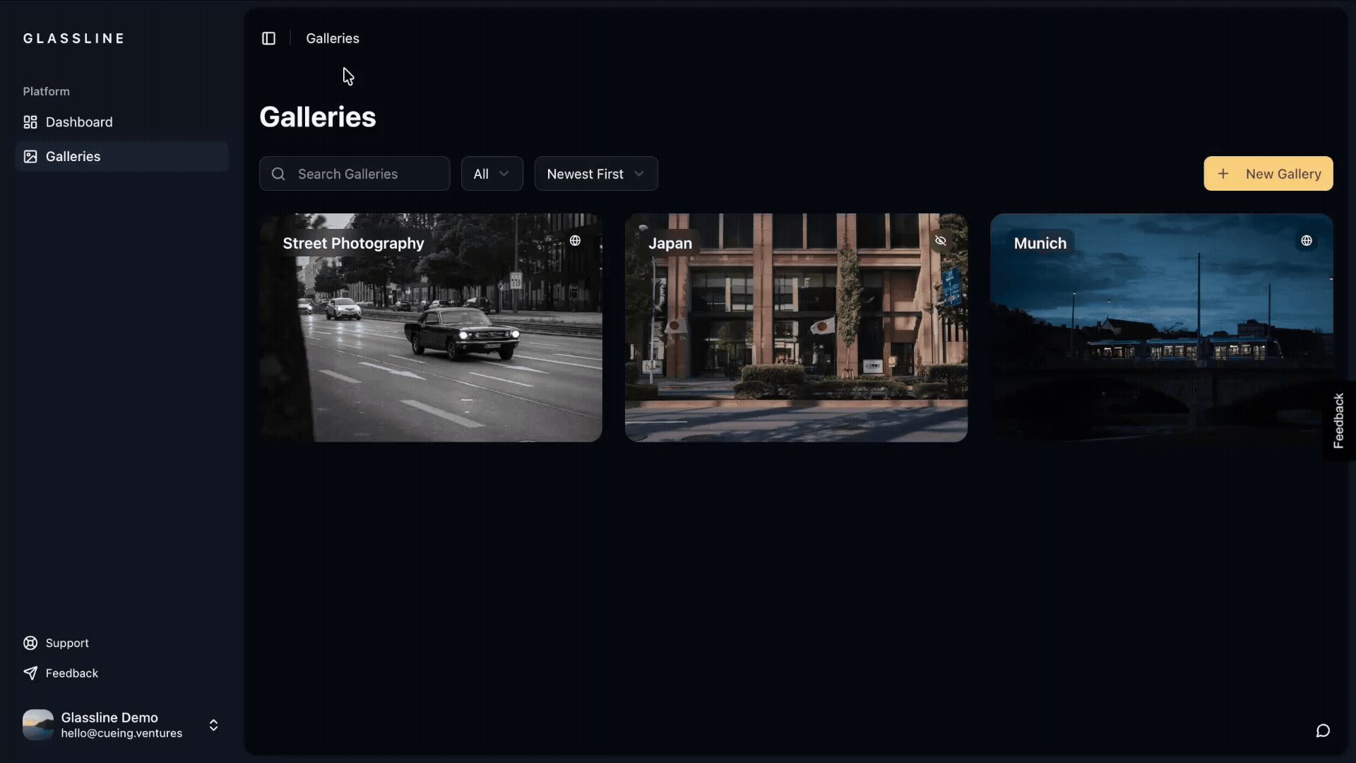 Search, filter, and organize galleries